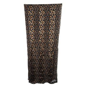 Stonehenge Scarf 100% Silk Handmade‎ Leaf Print Black Brown Womens